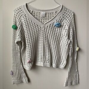 Wild Fable Crochet Sweater with Floral Accents Size XXL